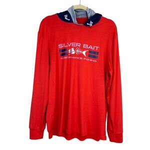 Silver Bait Mens Hoodie Shirt Long Sleeve Performance Fishing Red/Orange Size M